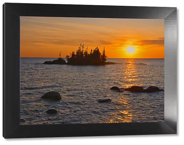 Canada, Ontario, Lake Superior Provincial Park. Islands in Lake Superior at sunrise