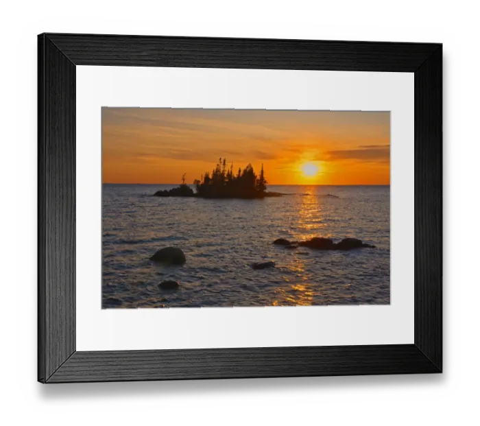 Framed Print : Canada, Ontario, Lake Superior Provincial Park. Islands in Lake Superior at sunrise
