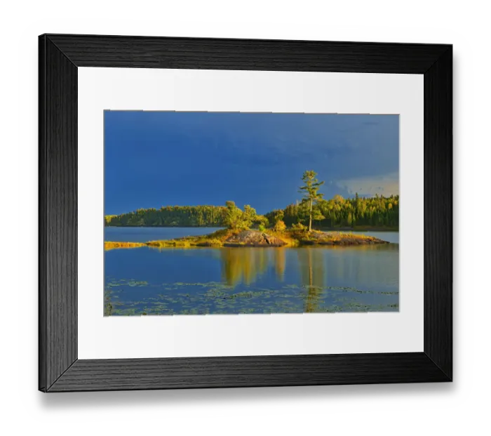 Framed Print : Canada, Ontario, Kenora District. Forest autumn colors reflect on Middle Lake at sunset Framed Print : Canada, Ontario, Kenora District. Forest autumn colors reflect on Middle Lake at sunset