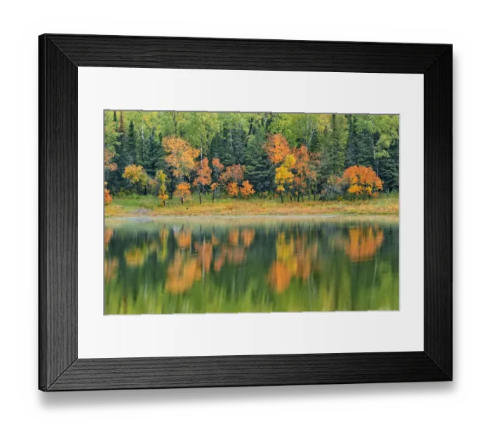 Framed Print : Canada, Ontario, Kenora District. Forest autumn colors reflect on Middle Lake Framed Print : Canada, Ontario, Kenora District. Forest autumn colors reflect on Middle Lake