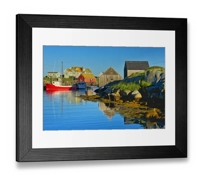 Framed Print : Canada, Nova Scotia, Peggys Cove. Fishing boats in village harbor