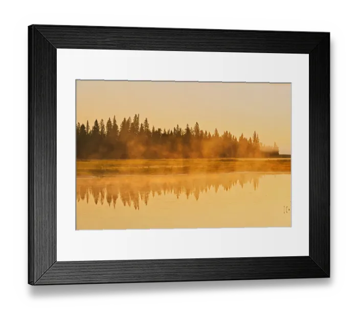 Framed Print : Canada, Manitoba, Riding Mountain National Park. Fog rising above Whirlpool Lake
