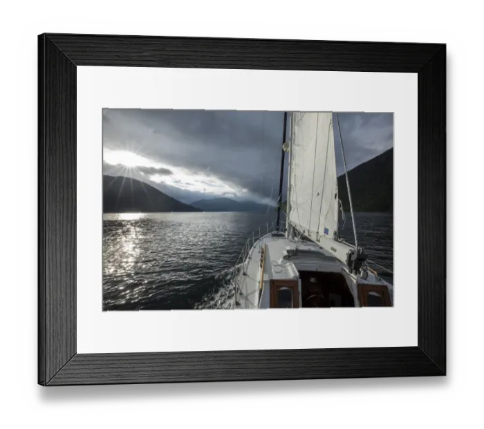 Framed Print : Canada, British Columbia, Gulf 32 pilothouse boat motoring Framed Print : Canada, British Columbia, Gulf 32 pilothouse boat motoring