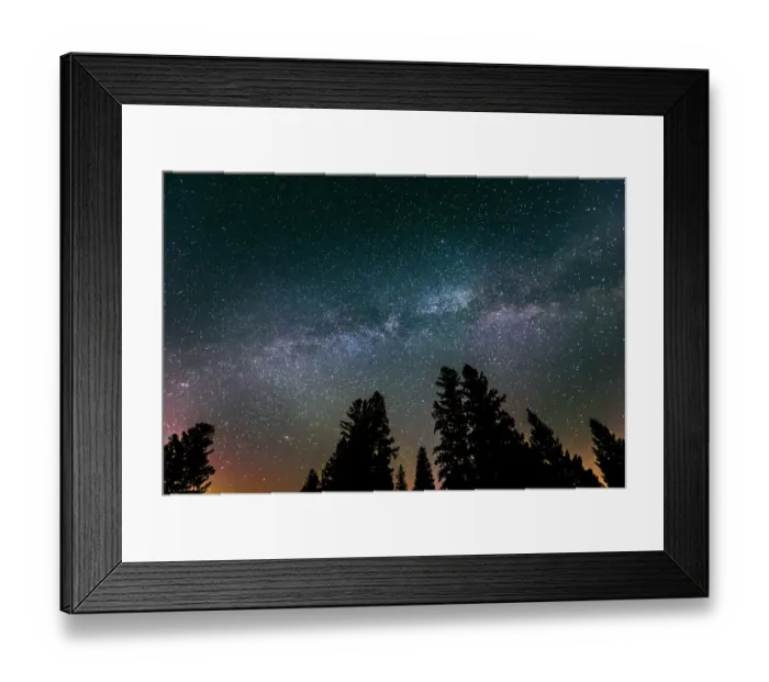 Framed Print : Canada, Manitoba, Milky Way Galaxy and starry night with white spruce in foreground