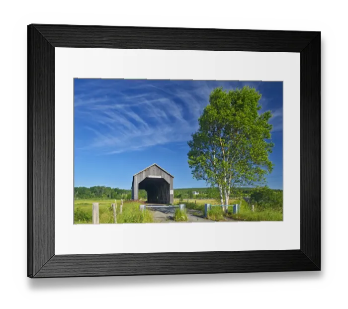 Framed Print : Canada, New Brunswick, Riverside-Albert. Sawmill Creek covered bridge Framed Print : Canada, New Brunswick, Riverside-Albert. Sawmill Creek covered bridge