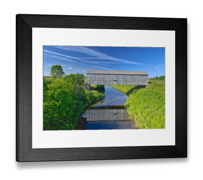 Framed Print : Canada, New Brunswick, Riverside-Albert. Sawmill Creek covered bridge Framed Print : Canada, New Brunswick, Riverside-Albert. Sawmill Creek covered bridge