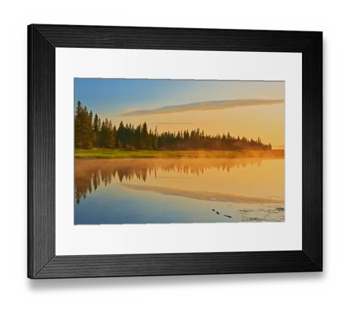 Framed Print : Canada, Manitoba, Riding Mountain National Park. Fog rising above Whirlpool Lake Framed Print : Canada, Manitoba, Riding Mountain National Park. Fog rising above Whirlpool Lake