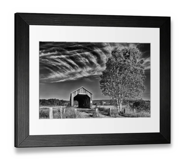 Framed Print : Canada, New Brunswick, Riverside-Albert. Sawmill Creek covered bridge