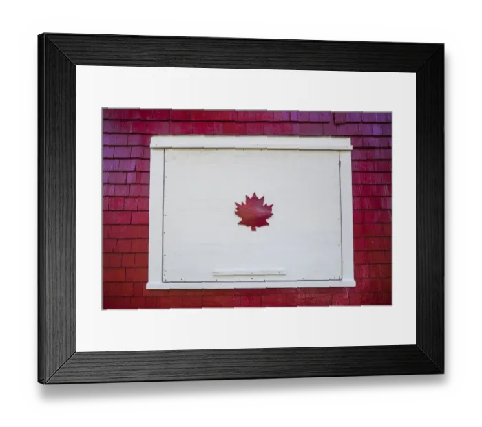 Framed Print : Canada, New Brunswick, Campobello Island, Welshpool, house with Canadian Maple Leaf Framed Print : Canada, New Brunswick, Campobello Island, Welshpool, house with Canadian Maple Leaf