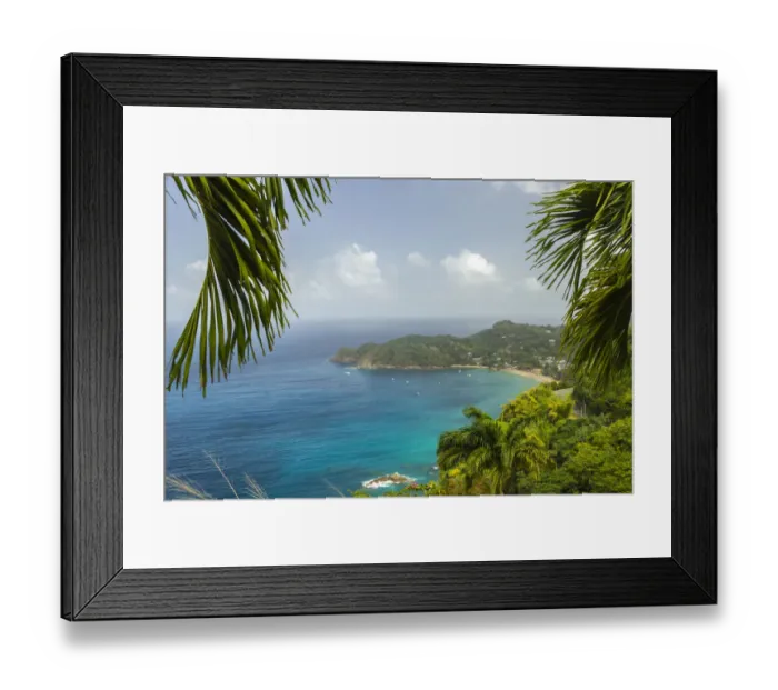 Framed Print : Caribbean, Tobago. Castara Bay ocean beach and jungle landscape