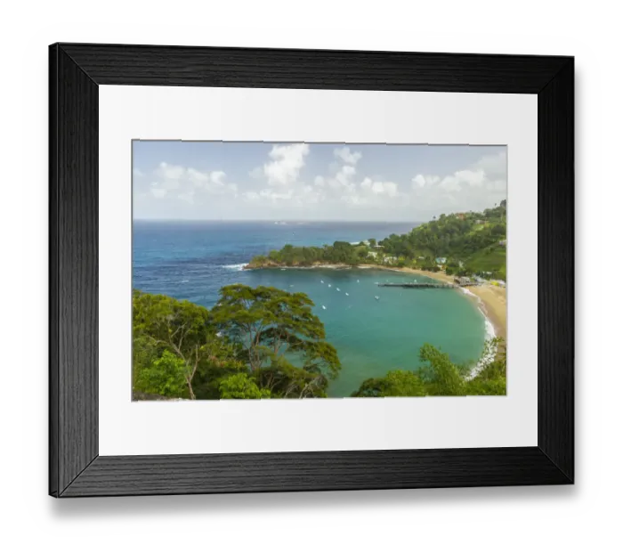 Framed Print : Caribbean, Tobago. Parlatuvier Bay and beach landscape. Credit as Framed Print : Caribbean, Tobago. Parlatuvier Bay and beach landscape. Credit as
