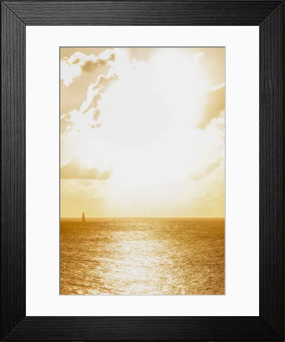 Framed Print : Island of Saint Martin, French Caribbean, sailboat on the water on a bright, sunny day Framed Print : Island of Saint Martin, French Caribbean, sailboat on the water on a bright, sunny day