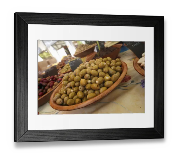 Framed Print : Olives in the Sunday market in Beaune, France