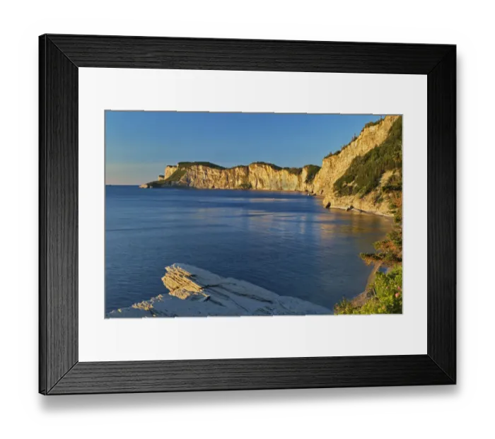 Framed Print : Canada, Quebec, Forillon National Park. Limestone cliffs along Gulf of St Framed Print : Canada, Quebec, Forillon National Park. Limestone cliffs along Gulf of St