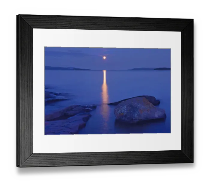 Framed Print : Canada, Ontario, Rossport. Moon over Lake Superior. Credit as Framed Print : Canada, Ontario, Rossport. Moon over Lake Superior. Credit as