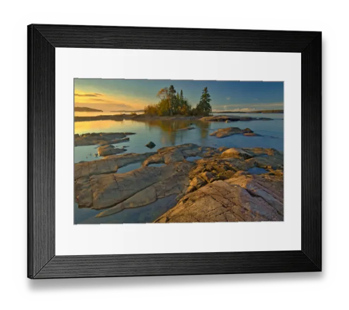 Framed Print : Canada, Ontario, Caron Island and Lake Superior St. sunrise, Rossport