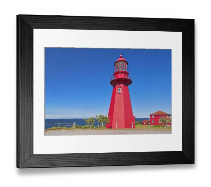 Framed Print : Canada, Quebec, La Martre. Lighthouse on the shore of St. Lawrence River