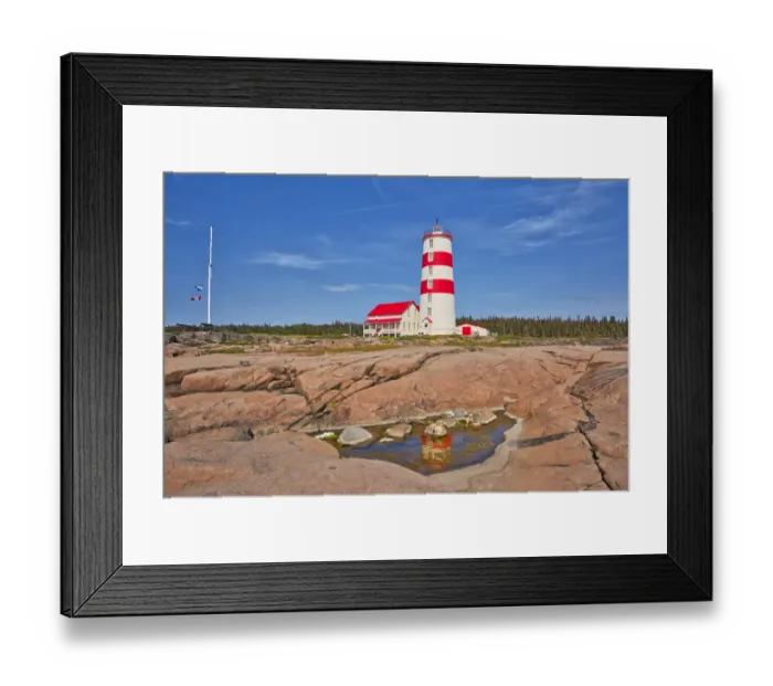 Framed Print : Canada, Quebec, Pointe-des-Monts. Lighthouse on shore of St. Lawrence River
