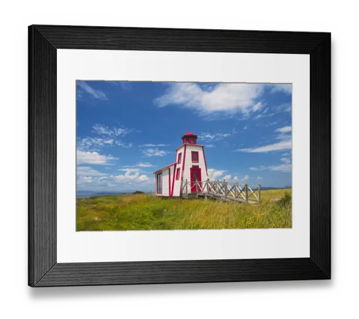 Framed Print : Canada, Quebec, Kamouraska. Lighthouse on shore of St. Lawrence River
