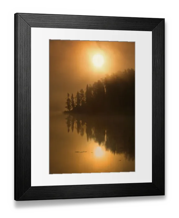 Framed Print : Canada, Ontario, Kenora. Isabel Lake in fog at sunrise. Credit as Framed Print : Canada, Ontario, Kenora. Isabel Lake in fog at sunrise. Credit as