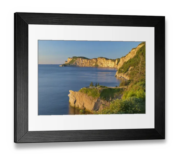 Framed Print : Canada, Quebec, Forillon National Park. Limestone cliffs along bay Framed Print : Canada, Quebec, Forillon National Park. Limestone cliffs along bay