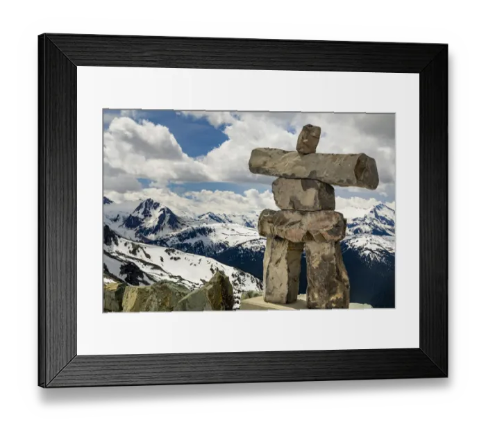 Framed Print : Canada, British Columbia Garibaldi Provincial Park. Stone figure close-up and mountains Framed Print : Canada, British Columbia Garibaldi Provincial Park. Stone figure close-up and mountains