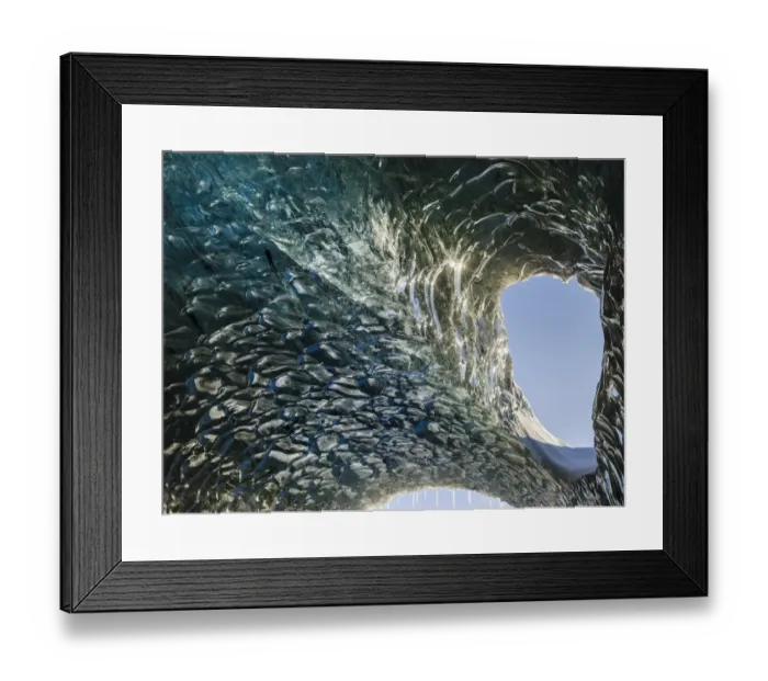 Framed Print : Ice cave at the northern shore of glacial lagoon Jokulsarlon in glacier