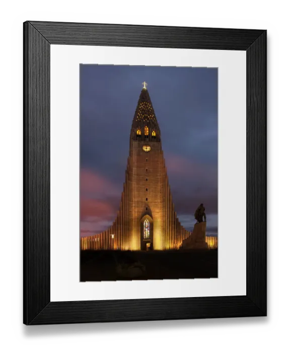 Framed Print : Reykjavik, Iceland Hallgrimskirkja church with statue of Leif Erikson Framed Print : Reykjavik, Iceland Hallgrimskirkja church with statue of Leif Erikson