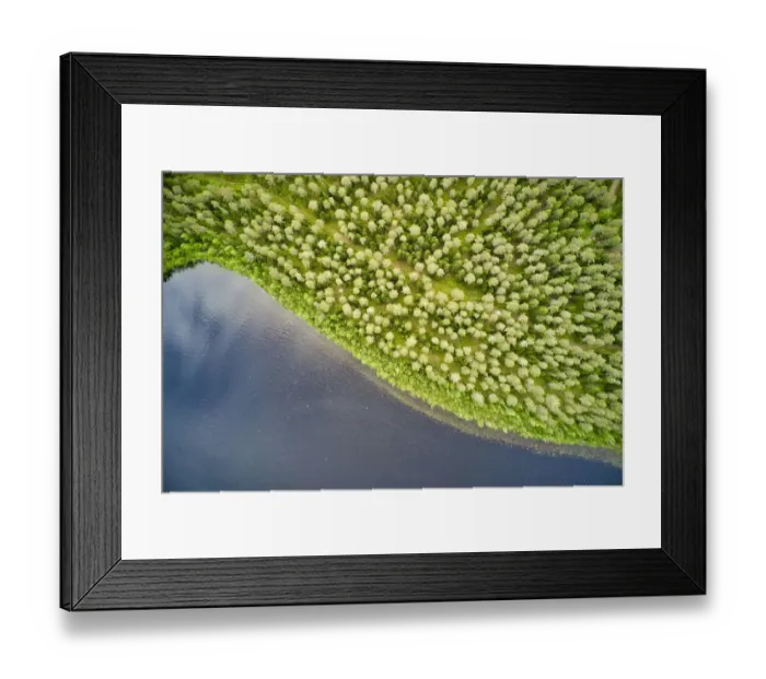 Framed Print : Finlandia, Savonlinna, aerial view, forest and lake