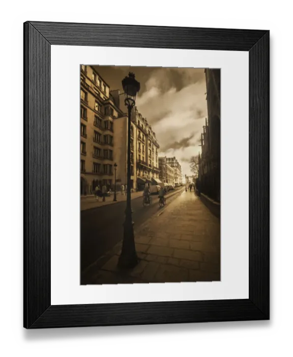 Framed Print : Bicycle riders beside Notre Dame Cathedral and her gargoyles in Paris, France Framed Print : Bicycle riders beside Notre Dame Cathedral and her gargoyles in Paris, France