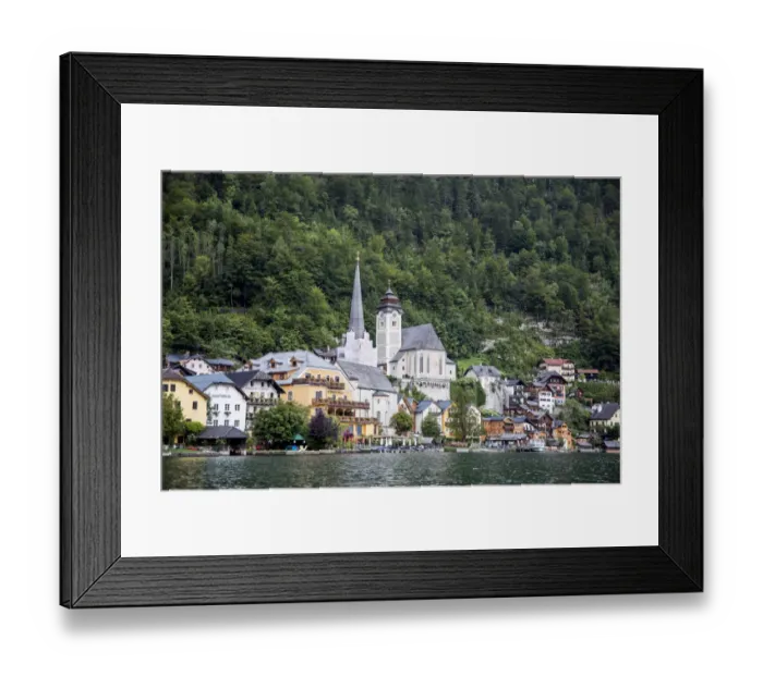 Framed Print : Europe, Austria, Hallstatt, Town of Hallstatt as seen from Lake Hallstatt which is part Framed Print : Europe, Austria, Hallstatt, Town of Hallstatt as seen from Lake Hallstatt which is part