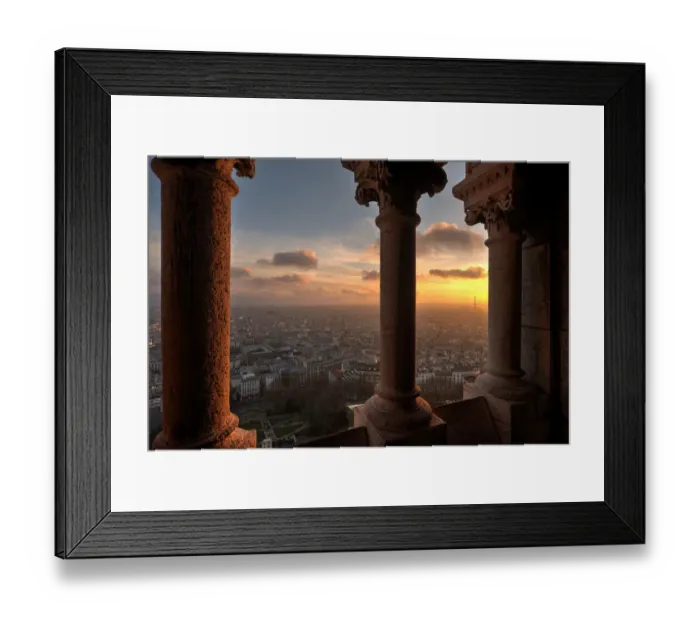 Framed Print : Sunset in Paris, France. from the screecher with distant Eiffel Tower Framed Print : Sunset in Paris, France. from the screecher with distant Eiffel Tower