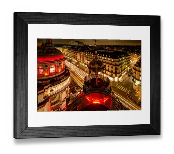 Framed Print : Night time Paris skyline from balcony