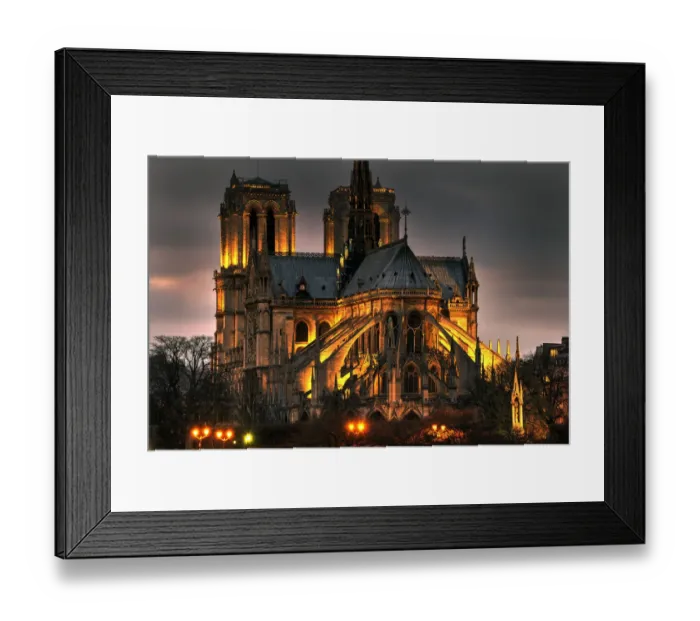 Framed Print : Notre Dame Cathedral and the Seine River shimmer in the Paris, France. night Framed Print : Notre Dame Cathedral and the Seine River shimmer in the Paris, France. night