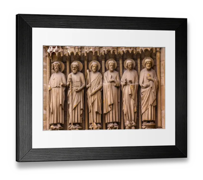 Framed Print : Biblical Saint statues and door, Notre Dame Cathedral, Paris, France Framed Print : Biblical Saint statues and door, Notre Dame Cathedral, Paris, France