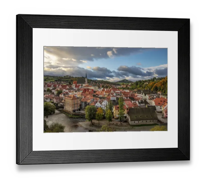 Framed Print : Looking down onto the village of Cesky Krumlov, Czech Republic Framed Print : Looking down onto the village of Cesky Krumlov, Czech Republic