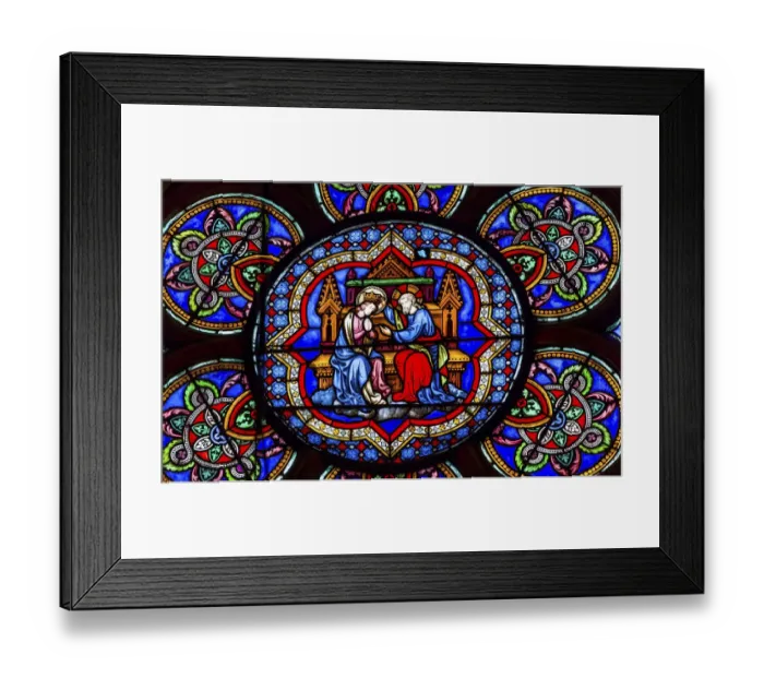 Framed Print : Virgin Mary, Jesus Christ stained glass, Notre Dame Cathedral, Paris, France Framed Print : Virgin Mary, Jesus Christ stained glass, Notre Dame Cathedral, Paris, France
