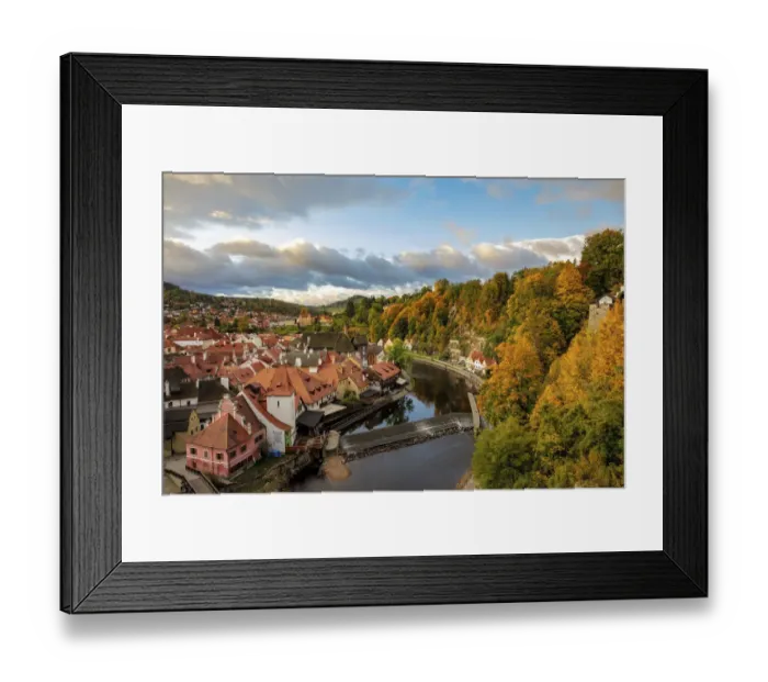 Framed Print : Looking down onto the village of Cesky Krumlov, Czech Republic Framed Print : Looking down onto the village of Cesky Krumlov, Czech Republic