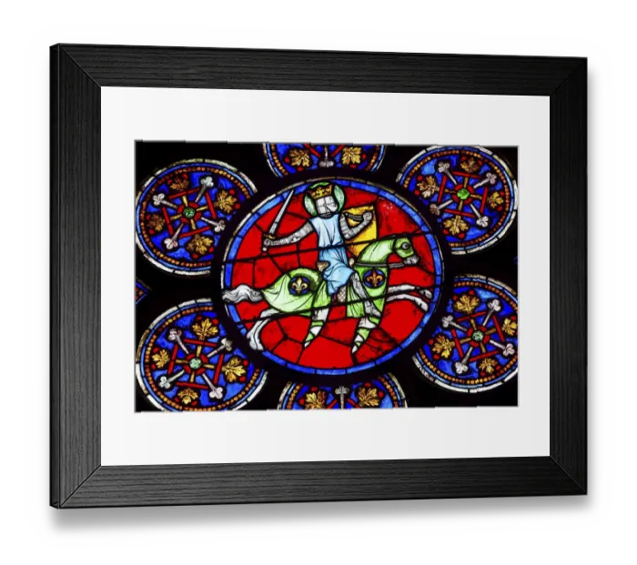 Framed Print : Armed Knight Sword stained glass, Notre Dame Cathedral, Paris, France Framed Print : Armed Knight Sword stained glass, Notre Dame Cathedral, Paris, France