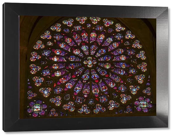 South Rose Window, Jesus and Disciples stained glass, Notre Dame Cathedral, Paris, France