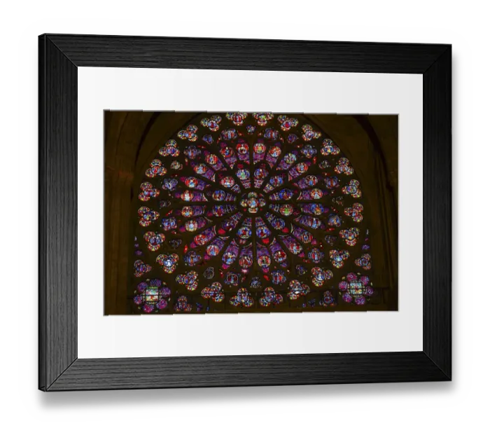 Framed Print : South Rose Window, Jesus and Disciples stained glass, Notre Dame Cathedral, Paris, France