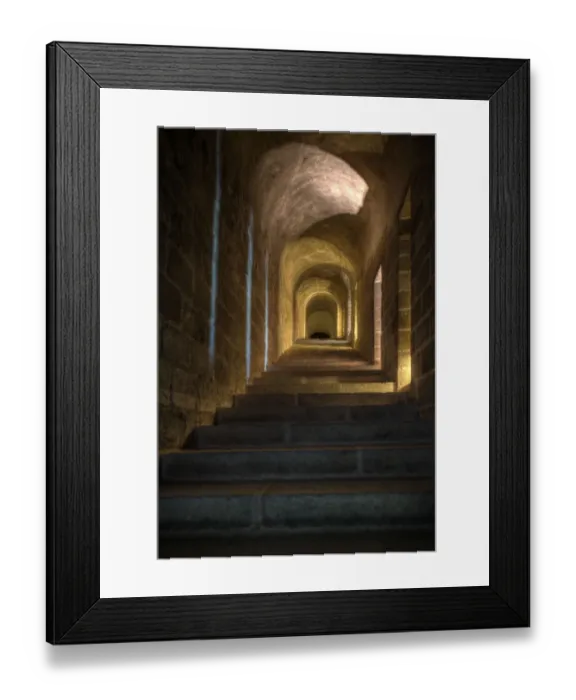 Framed Print : Stairs and hallway in Mont Saint-Michel on the Normandy coast of France Framed Print : Stairs and hallway in Mont Saint-Michel on the Normandy coast of France