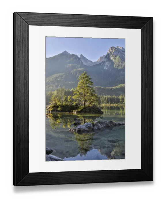 Framed Print : Europe, Germany, Bavaria, Ramsau bei Berchtesgaden, Lake Hintersee in Morning Light