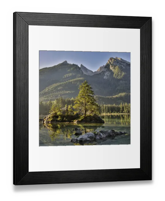 Framed Print : Europe, Germany, Bavaria, Ramsau bei Berchtesgaden, Lake Hintersee in Morning Light