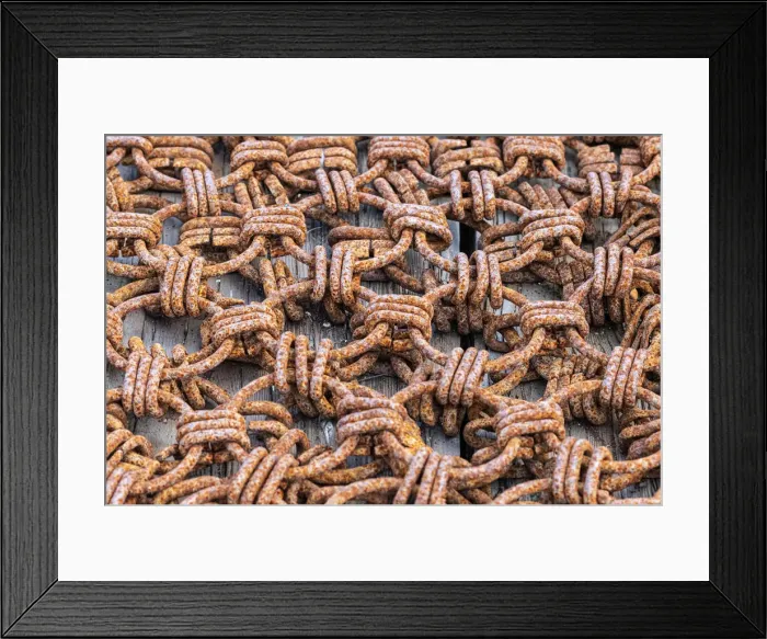 Framed Print : Chains used for fishing in Nova Scotia