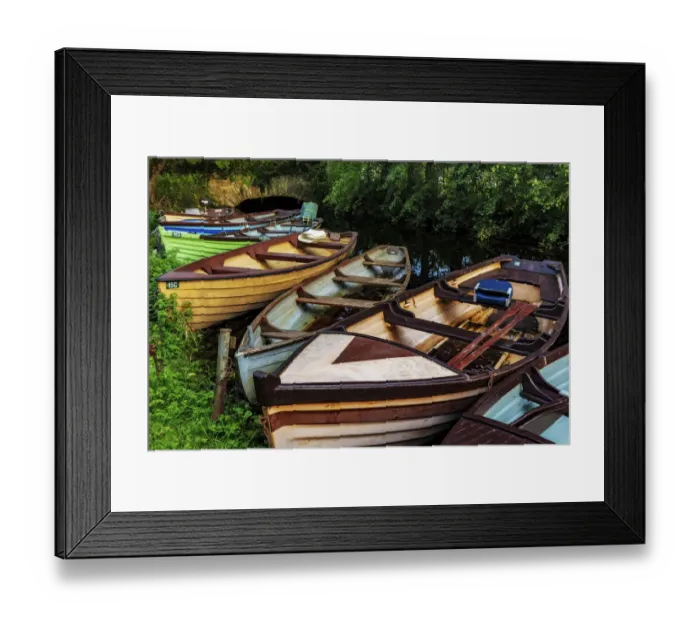 Framed Print : Old wooden boats in Killarney National Park, Ireland Framed Print : Old wooden boats in Killarney National Park, Ireland