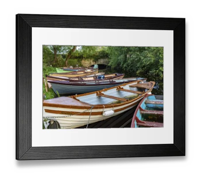Framed Print : Old wooden boats in Killarney National Park, Ireland Framed Print : Old wooden boats in Killarney National Park, Ireland