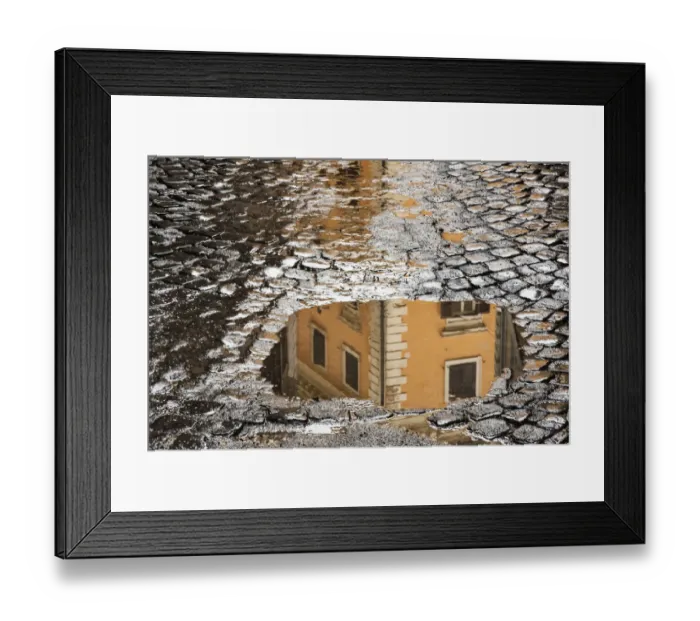 Framed Print : Italy, Rome. Via di Ripetta, puddles after the rain Framed Print : Italy, Rome. Via di Ripetta, puddles after the rain