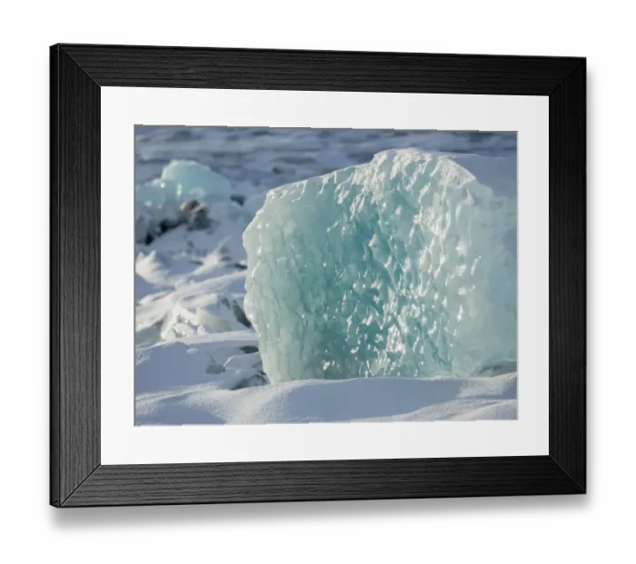Framed Print : Northern shore of glacial lagoon Jokulsarlon with glacier Breidamerkurjokull in Framed Print : Northern shore of glacial lagoon Jokulsarlon with glacier Breidamerkurjokull in