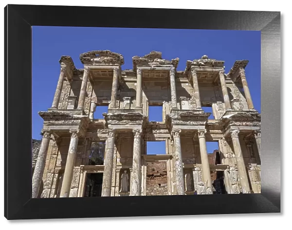 Turkey, Ephesus. Facade ruins of Celsus Library in ancient city
